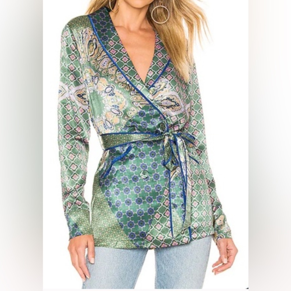 House of Harlow 1960 x REVOLVE Arthur Top in Moss Green Patchwork